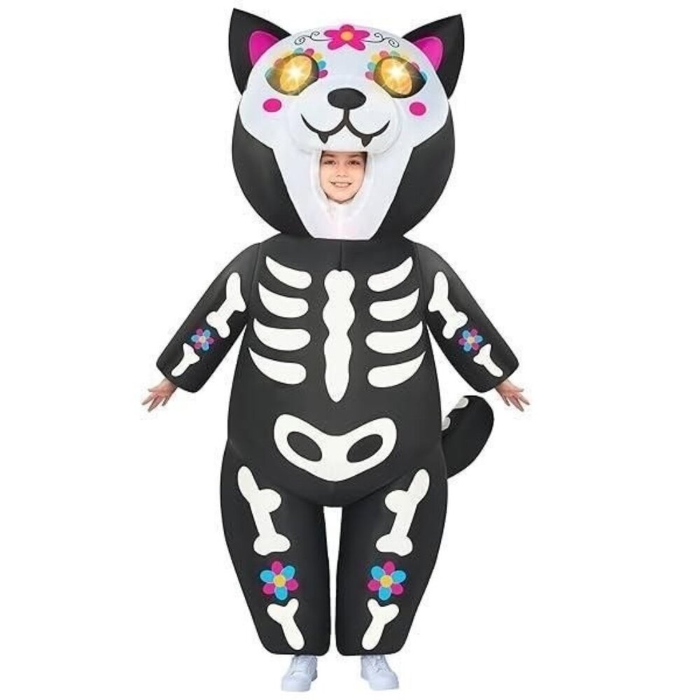 Spooktacular Creations Kids Inflatable Costumes With Led Eyes Skeleton